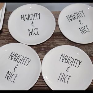 HTF Rae Dunn M Stamped Naughty & Nice Plate Set